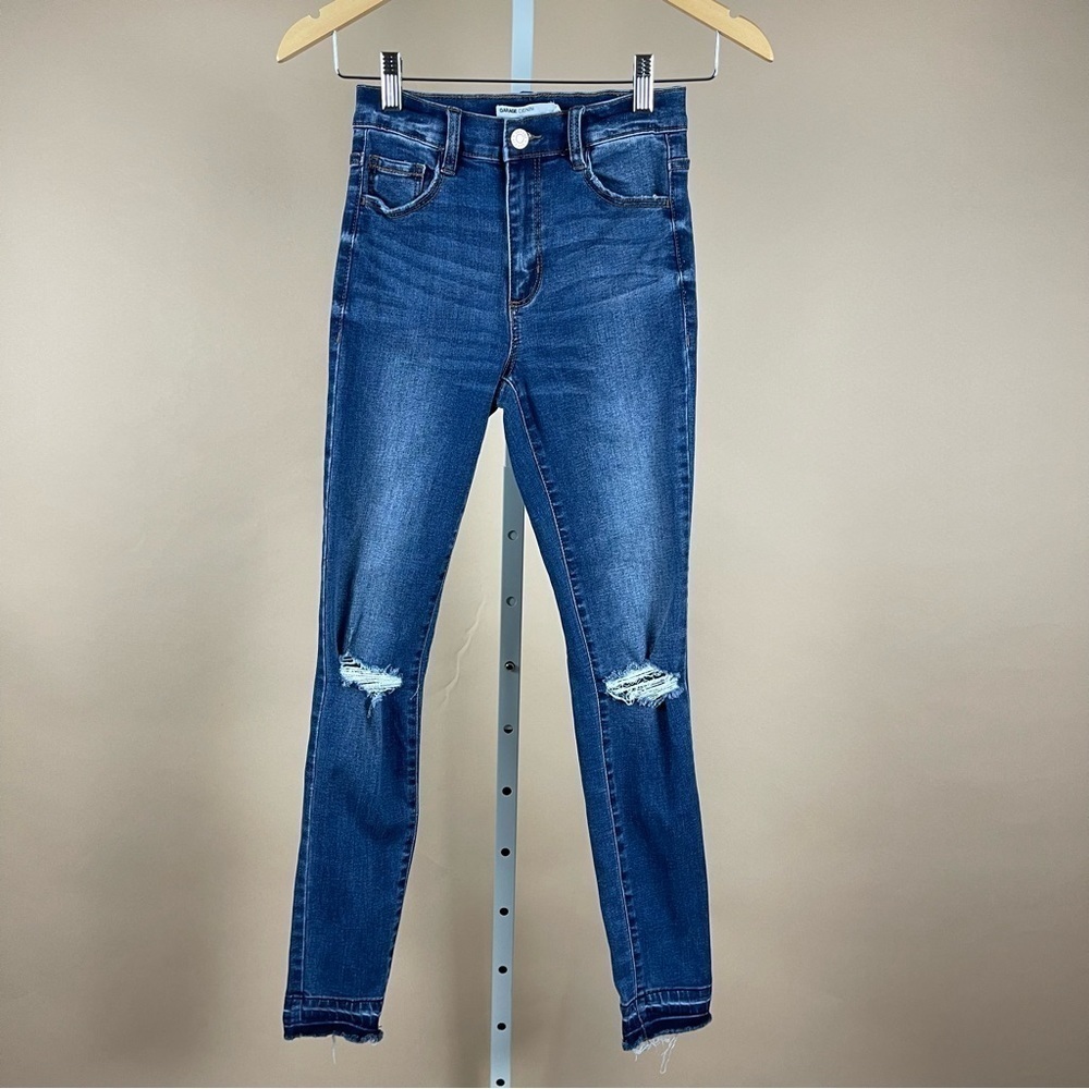 Garage Denim Womens 24 High Rise Distressed Raw Hem Medium Wash Jeans Cali
